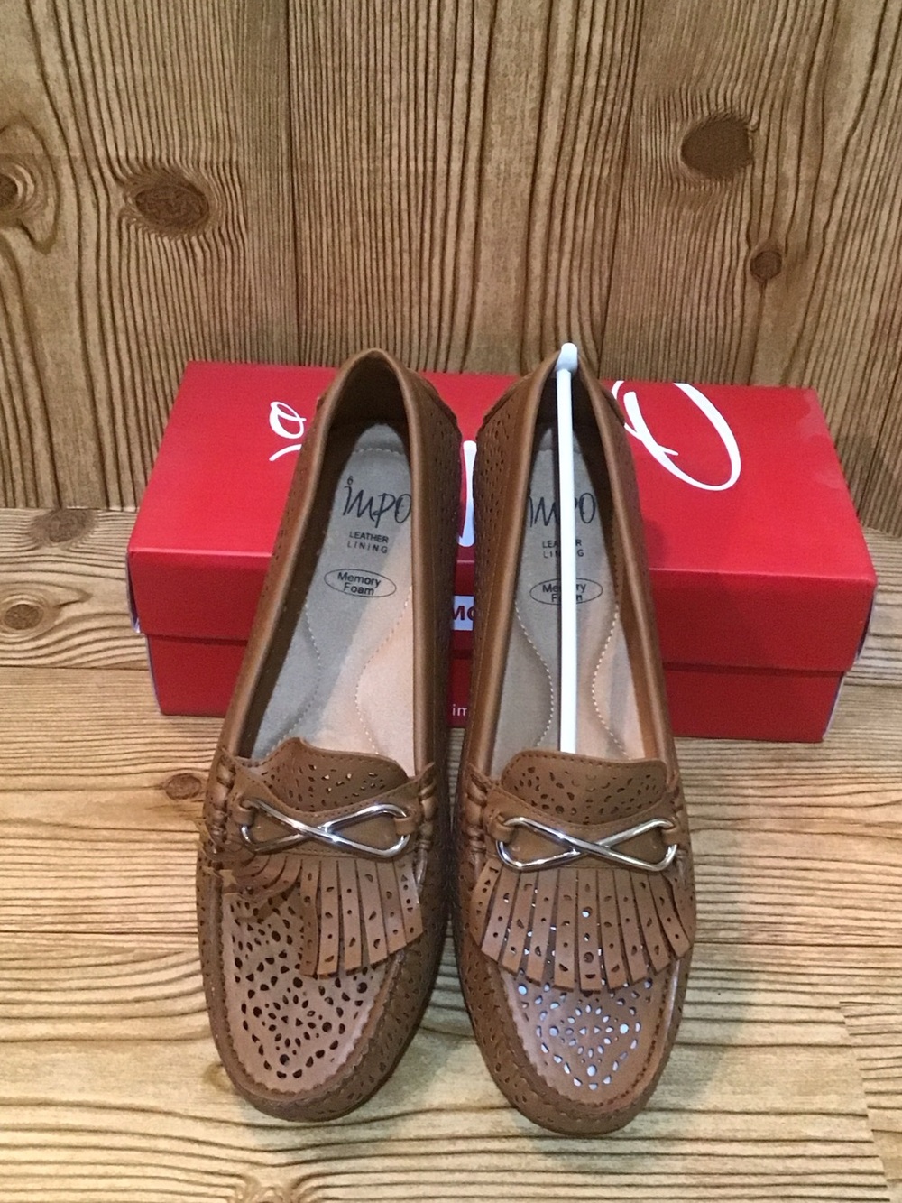 Impo “Cassie” Brown Fringe Perforated Moccasin Loafers